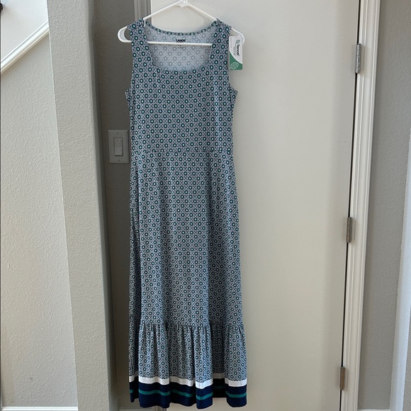 Lands End Sleeveless Blue Patterned Maxi Dress - Picture 1 of 4